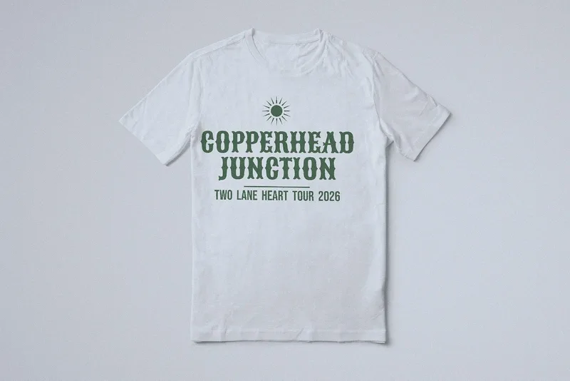 Two Lane Heart tour tee 2026 by Copperhead Junction