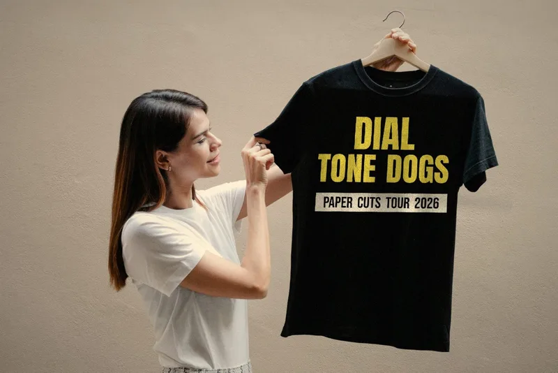 Paper Cuts tour tee 2026 by Dial Tone Dogs