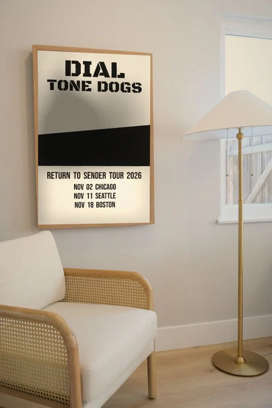 Paper Cuts tour poster 2026 by Dial Tone Dogs