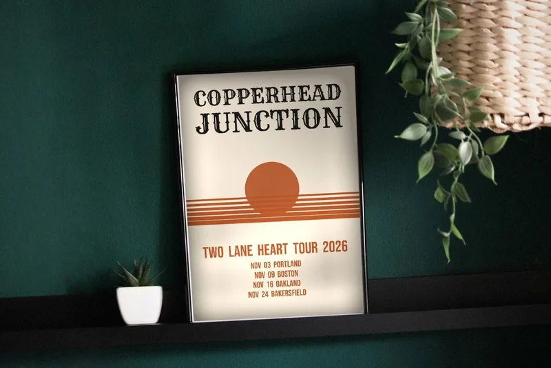 Two Lane Heart tour poster 2026 by Copperhead Junction