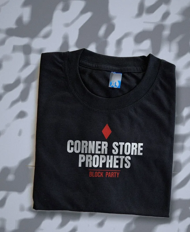 Block Party logo tee by Corner Store Prophets