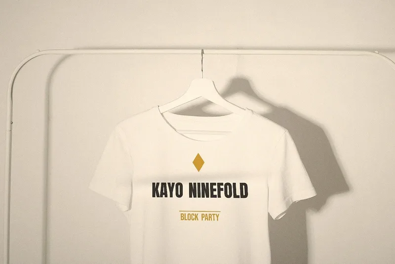 Block Party logo tee by Kayo Ninefold