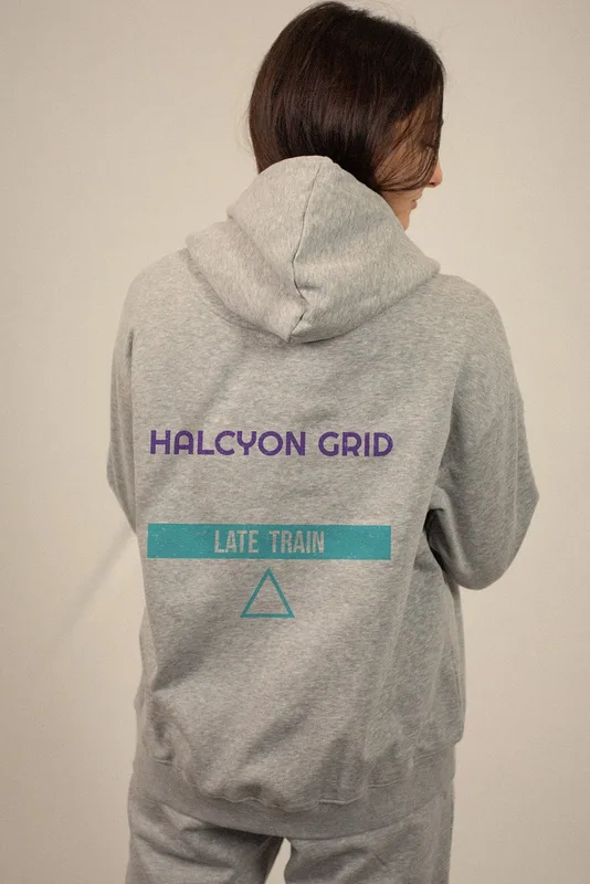Late Train hoodie by Halcyon Grid