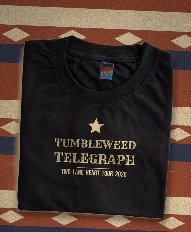 Two Lane Heart tour tee 2026 by Tumbleweed Telegraph