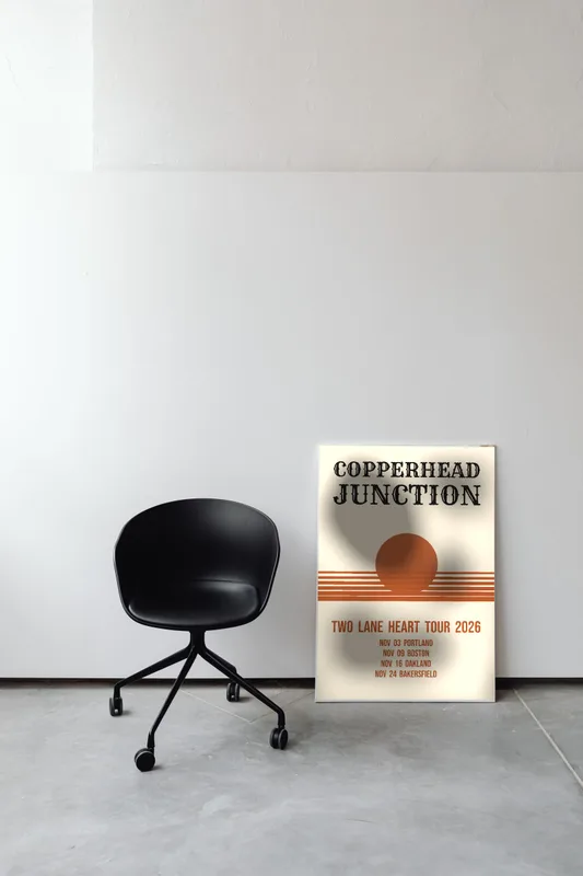 Two Lane Heart tour poster 2026 by Copperhead Junction