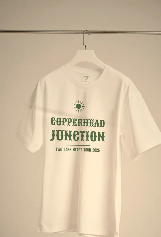Two Lane Heart tour tee 2026 by Copperhead Junction