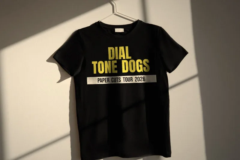 Paper Cuts tour tee 2026 by Dial Tone Dogs