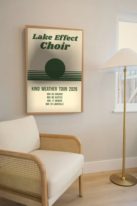 Kind Weather tour screen print 2026 by Lake Effect Choir