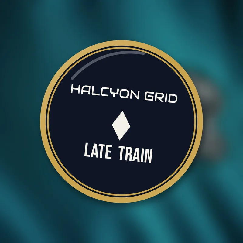 Late Train enamel pin by Halcyon Grid