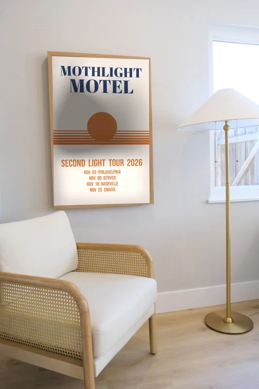 Second Light tour screen print 2026 by Mothlight Motel