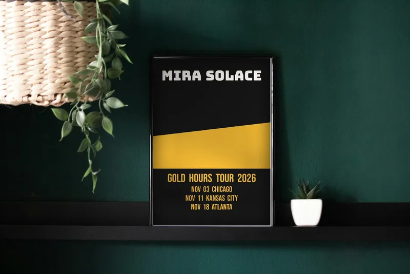 Gold Hours tour poster 2026 by Mira Solace