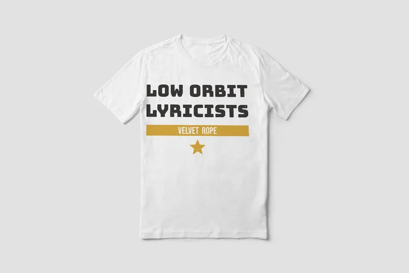 Velvet Rope logo tee by Low Orbit Lyricists