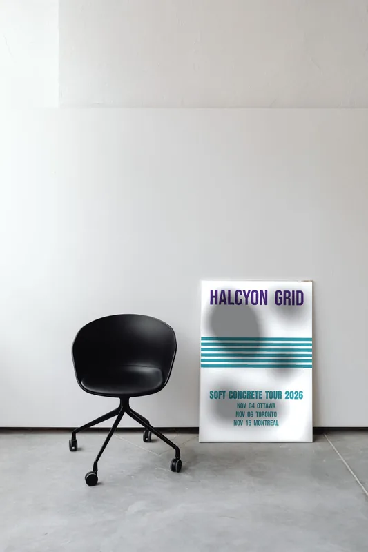 Soft Concrete tour poster 2026 by Halcyon Grid
