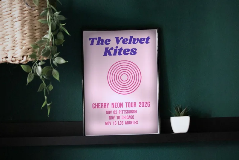 Cherry Neon tour poster 2026 by The Velvet Kites