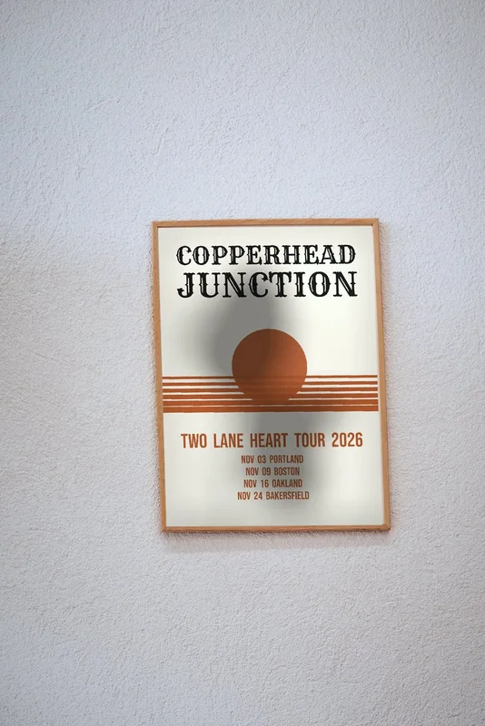 Two Lane Heart tour poster 2026 by Copperhead Junction