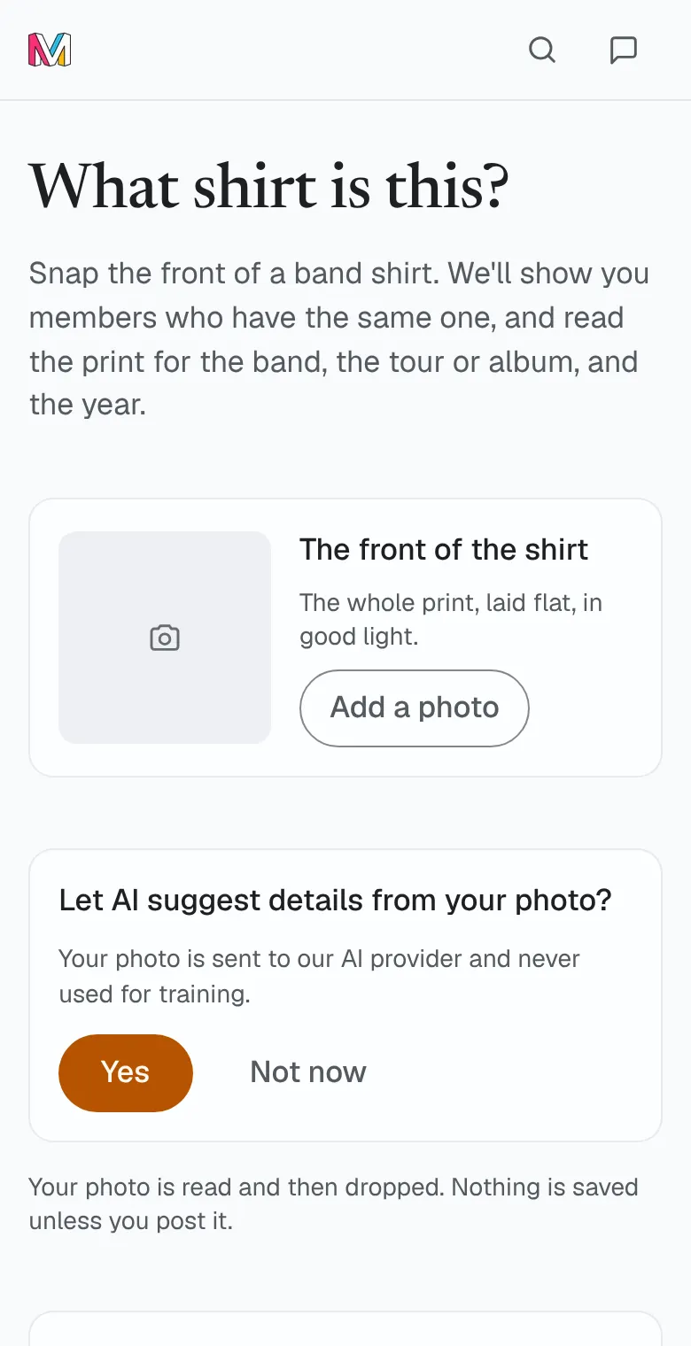 What shirt is this? on a phone, ready for a photo of the front of the shirt.